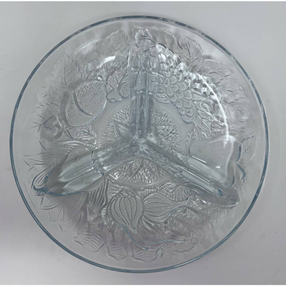 Clear Fruit Vegetable 3 Divider Plate 7 1/2" Wide Each Section 5 1/2"
